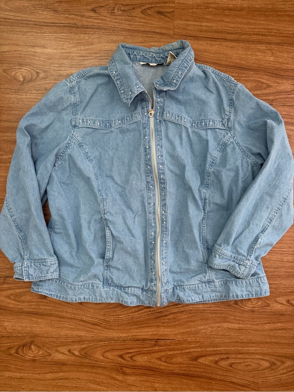 Light Blue Denim Zip-Front Women's Jacket